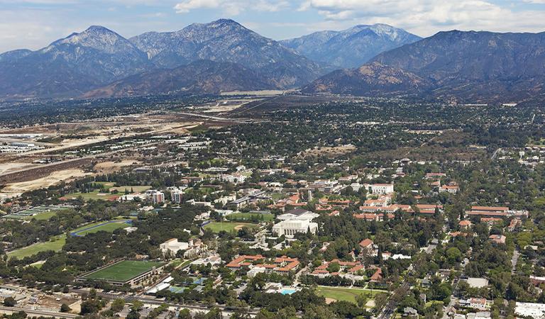 Aerial view of the Claremont Colleges